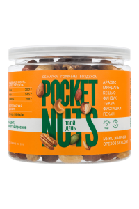 Микс жареных орехов без соли POCKETNUTS 180 г, ПЭТ, Россия